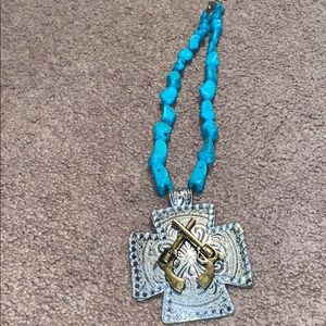 Turquoise cowgirl Pistol necklace